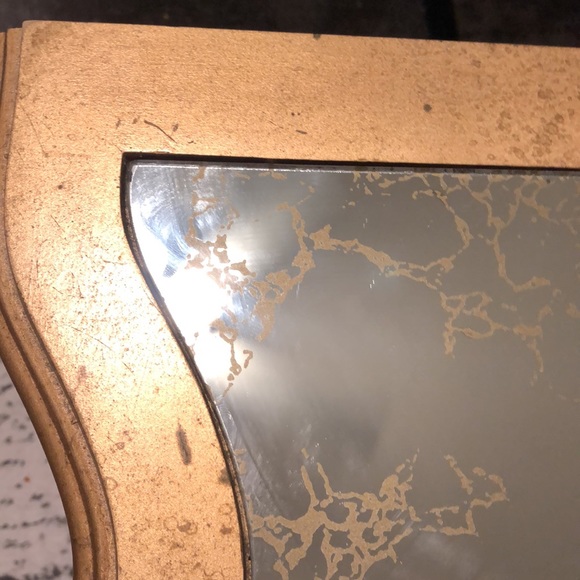 Vintage Italian Rococo Rectangle Mirrored Gold Accent Table 16 x 24 Plant Stand - Picture 8 of 13